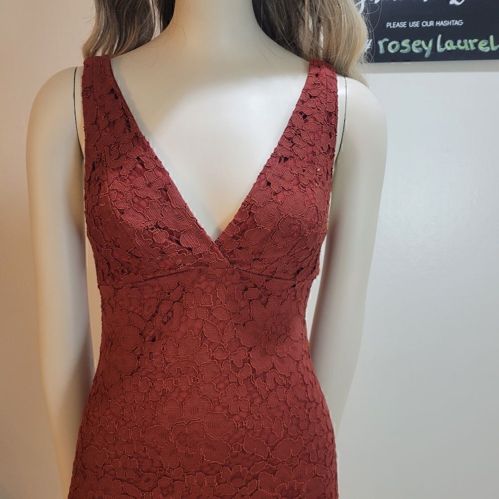 Topshop Burnt Orange Lace Mini Dress - Picture 3 of 7